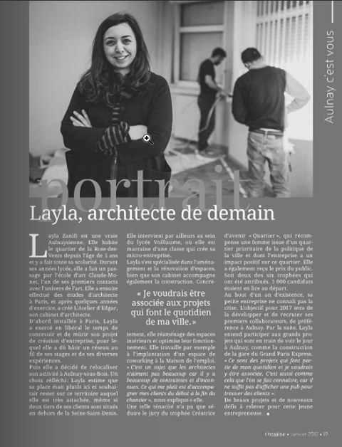 Portrait de Layla Zanifi dans le magazine Oxygène